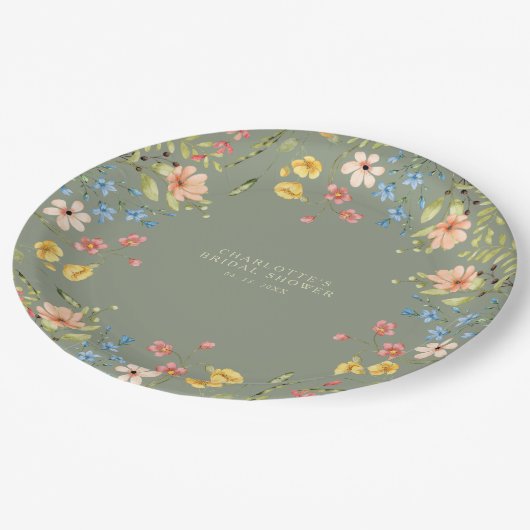 Kleurrijke Wildflowers Sage Garden Vrijgezellenfee Papieren Bordje (Gekanteld)