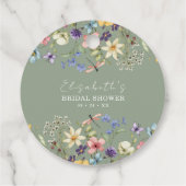 Kleurrijke Wildflowers Sage Green Vrijgezellenfees Bedankjes Labels (Achterkant)
