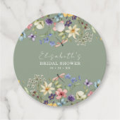 Kleurrijke Wildflowers Sage Green Vrijgezellenfees Bedankjes Labels (Voorkant)