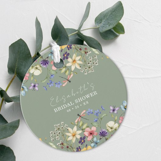 Kleurrijke Wildflowers Sage Green Vrijgezellenfees Bedankjes Labels