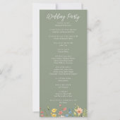 Kleurrijke Wildflowers Sage Green Wedding Programm (Achterkant)