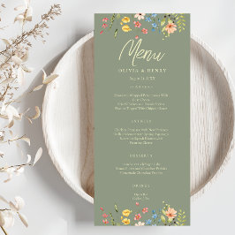 Kleurrijke Wildflowers Sage & Yellow Wedding Menu