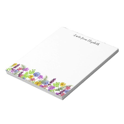 Kleurrijke Wildflowers Schattigee aangepaste naam Notitieblok (Linkerzijde)