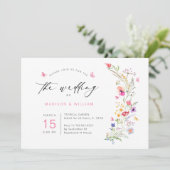 Kleurrijke Wildflowers Spring Wedding Kaart (Staand voorkant)