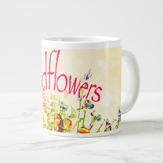 Kleurrijke Wildflowers Tekst Grote Koffiekop (Voorkant rechts)