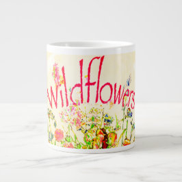 Kleurrijke Wildflowers Tekst Grote Koffiekop
