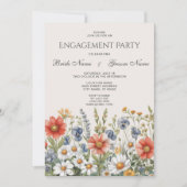 Kleurrijke Wildflowers Verloving Invitation Kaart (Voorkant)