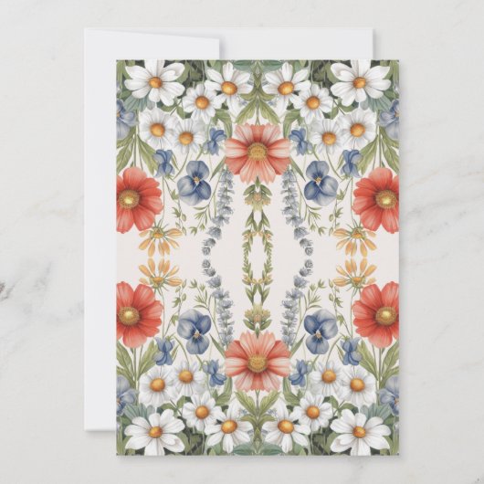 Kleurrijke Wildflowers Verloving Invitation Kaart (Achterkant)