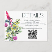 Kleurrijke Wildflowers Wedding Details QR Code Informatiekaartje (Voorkant)