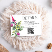 Kleurrijke Wildflowers Wedding Details QR Code Informatiekaartje