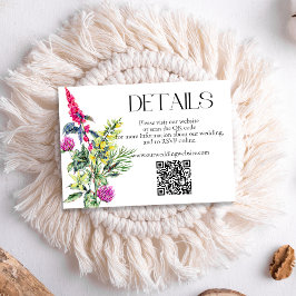 Kleurrijke Wildflowers Wedding Details QR Code Informatiekaartje
