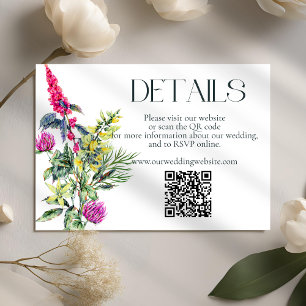 Kleurrijke Wildflowers Wedding Details QR Code Informatiekaartje