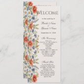 Kleurrijke Wildflowers Wedding Program Programmakaart (Voorkant / Achterkant)