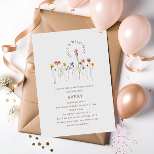 Kleurrijke Wildflowers Wild One Birthday Party Kaart