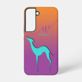 Kleurrijke windhond whippet hond silhouet Naam Samsung Galaxy Hoesje