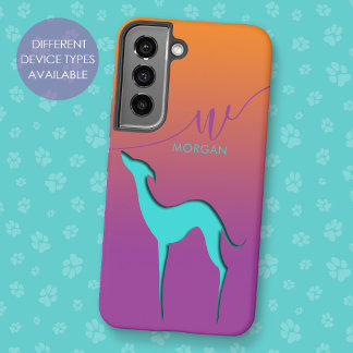 Kleurrijke windhond whippet hond silhouet Naam Samsung Galaxy Hoesje