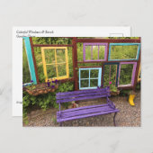 Kleurrijke Windows- en Bench Garden Decor Briefkaart (Voorkant / Achterkant)