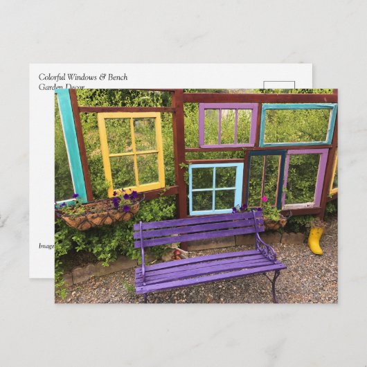 Kleurrijke Windows- en Bench Garden Decor Briefkaart (Voorkant / Achterkant)