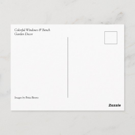 Kleurrijke Windows- en Bench Garden Decor Briefkaart (Achterkant)