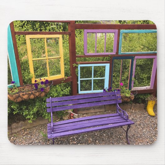 Kleurrijke Windows- en Bench Garden Decor Muismat (Voorkant)