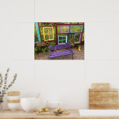 Kleurrijke Windows- en Bench Garden Decor Poster (Keuken)