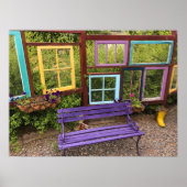 Kleurrijke Windows- en Bench Garden Decor Poster (Voorkant)