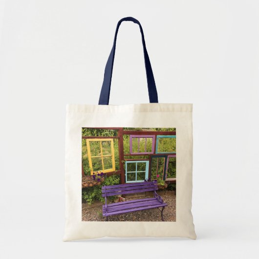 Kleurrijke Windows- en Bench Garden Decor Tote Bag (Voorkant)