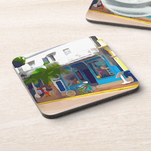 Kleurrijke winkels in Key West Bier Onderzetter (Linkerzijde)