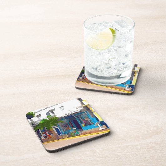 Kleurrijke winkels in Key West Bier Onderzetter (Rechterzijde)