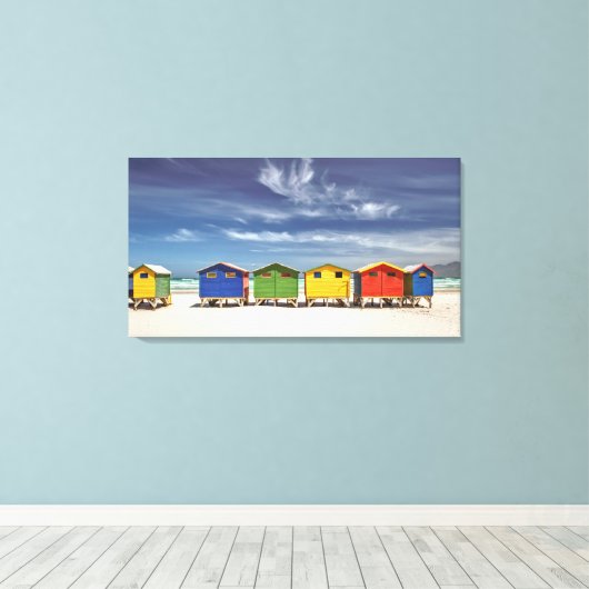 Kleurrijke winkels | Muizenberg, Zuid-Afrika Canvas Afdruk (Insitu (Houten vloer))
