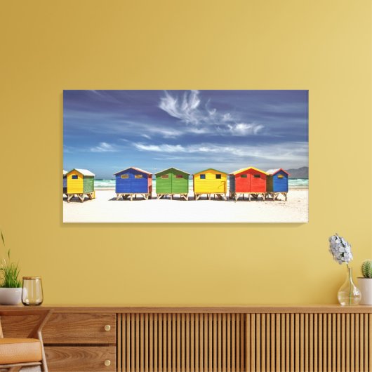 Kleurrijke winkels | Muizenberg, Zuid-Afrika Canvas Afdruk (Insitu (Woonkamer))