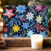 Kleurrijke Winter Bloemen Patroon Kerstmis Feestdagen Kaart