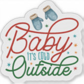 Kleurrijke Winter Mittens Holiday Sticker (Voorkant)