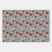 Kleurrijke Winter Perched Rode Kardinaal & dennena Inpakpapier Vel (Voorkant 3)