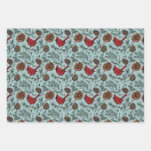 Kleurrijke Winter Perched Rode Kardinaal & dennena Inpakpapier Vel (Voorkant)