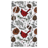 Kleurrijke Winter Perched Rode Kardinaal & dennena Klein Cadeauzakje (Voorkant)