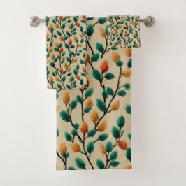 Kleurrijke Winter Pinecone Branches Bad Handdoek