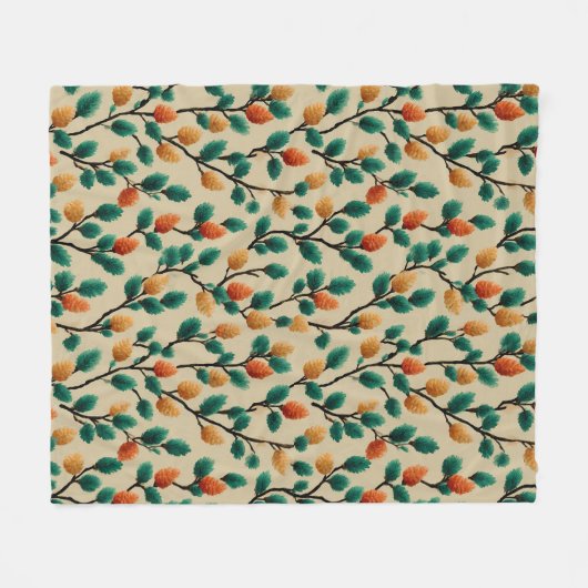 Kleurrijke Winter Pinecone Branches Fleece Deken (Voorkant (Horizontaal))