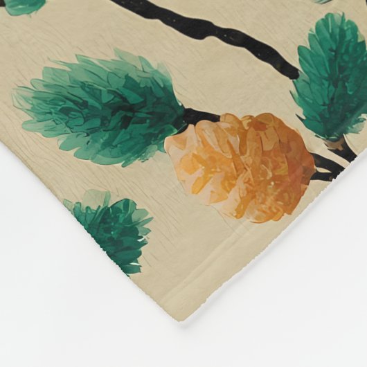 Kleurrijke Winter Pinecone Branches Fleece Deken (Hoek)