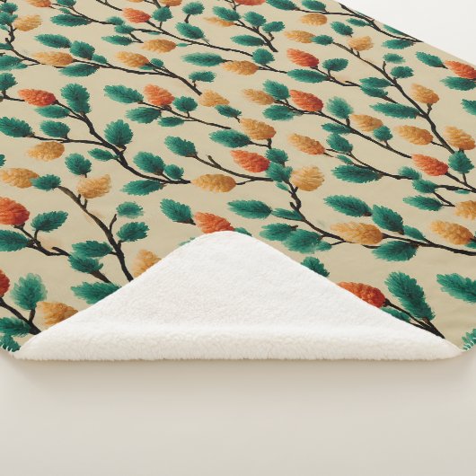 Kleurrijke Winter Pinecone Branches Sherpa Deken (3/4)