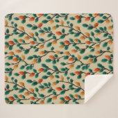 Kleurrijke Winter Pinecone Branches Sherpa Deken (Voorkant (horizontaal))