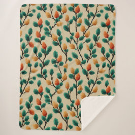 Kleurrijke Winter Pinecone Branches Sherpa Deken