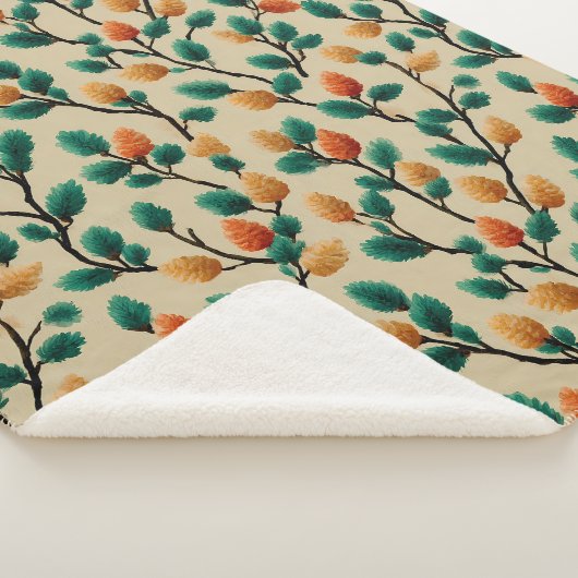 Kleurrijke Winter Pinecone Branches Sherpa Deken (3/4)