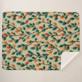 Kleurrijke Winter Pinecone Branches Sherpa Deken (Voorkant (horizontaal))