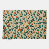 Kleurrijke Winter Pinecone Branches Theedoek (Horizontaal)