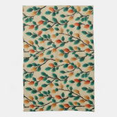 Kleurrijke Winter Pinecone Branches Theedoek (Verticaal)