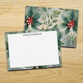 Kleurrijke Winter Poinsettia Bloem Maatwerk Notitiekaartje
