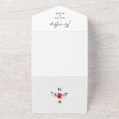 Kleurrijke Winter Rood Bloemige Trouwdag All In One Uitnodiging (Buitenkant)