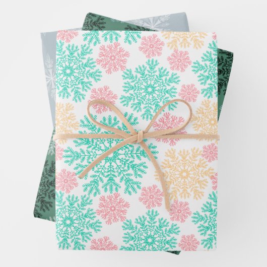 Kleurrijke Winter Snowflake Collectie Inpakpapier Vel (In situ)