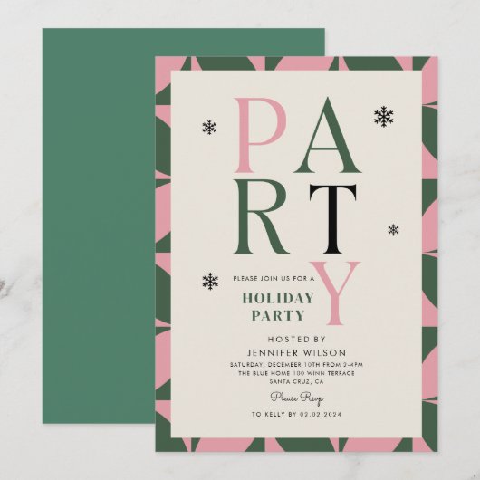 Kleurrijke Winter Vrolijk Kerstfeest Kaart (Voorkant / Achterkant)